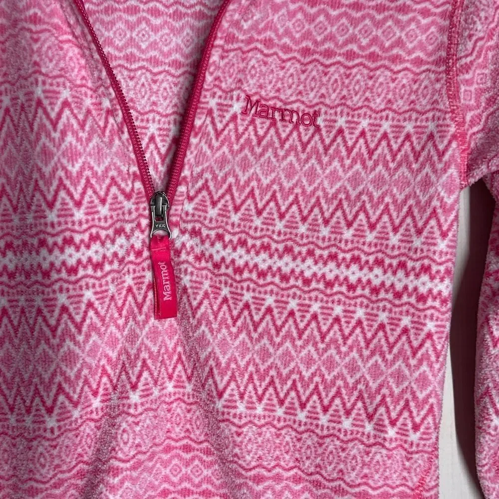 Marmot pink‎ and white fleece pullover, size small